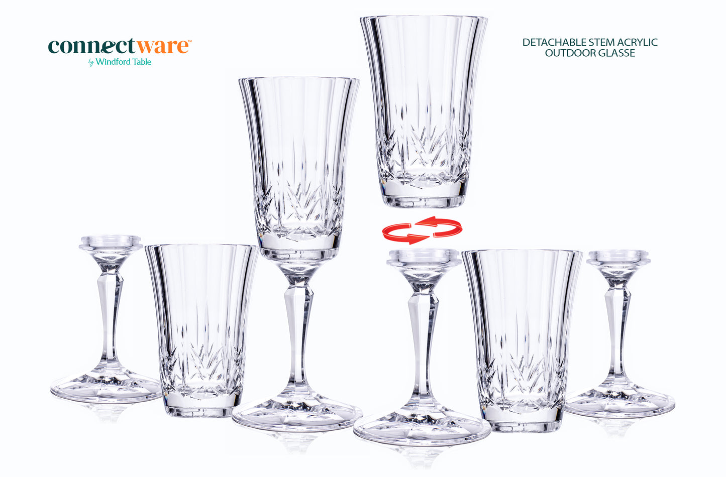 Bogo sale on now, 7 oz Brighton Tumbler with Twist off Stem, Gift Set of 4